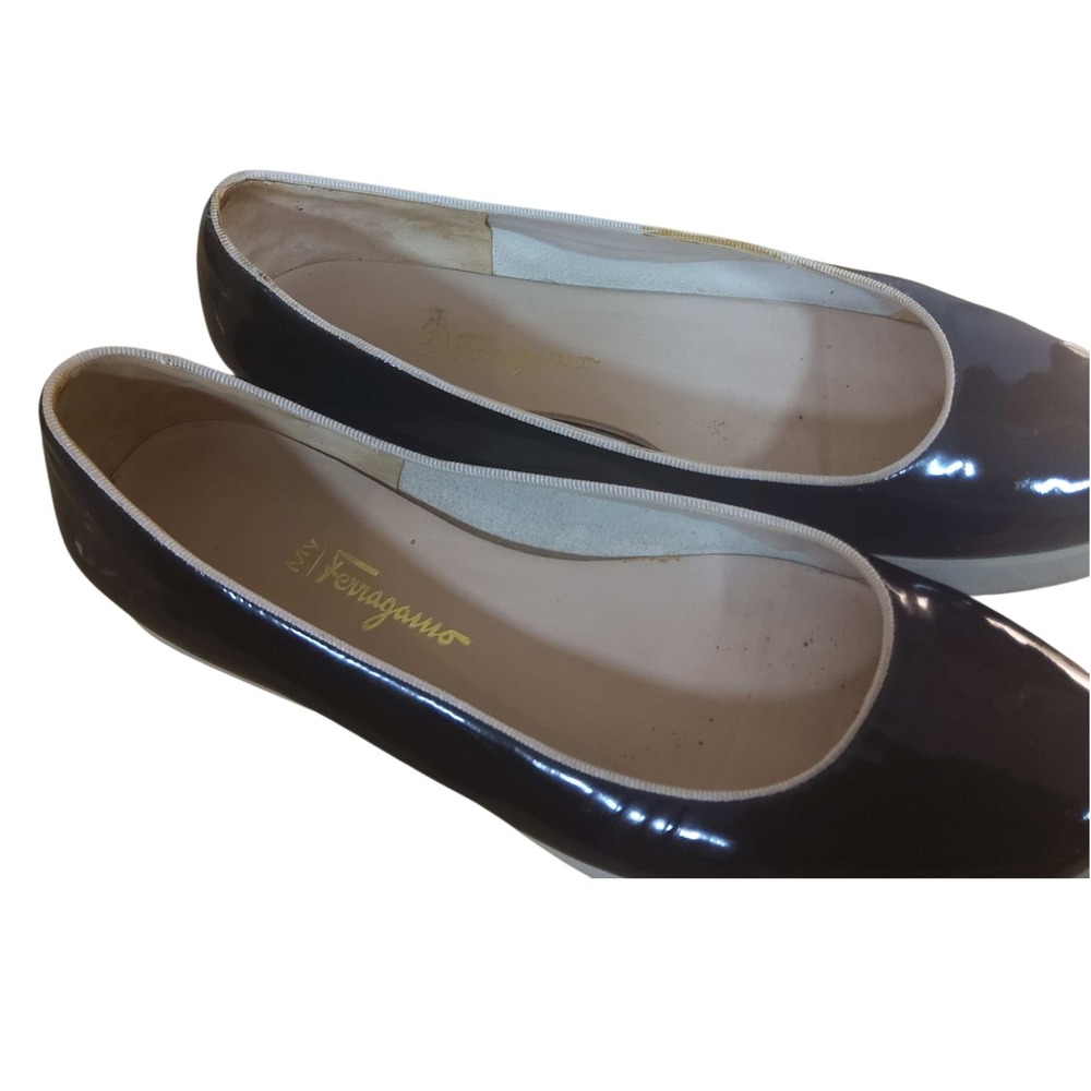 Ferragamo Salvatore Ferragamo Black Patent Platform Ballet Flats Womens 10 B - Picture 4 of 16